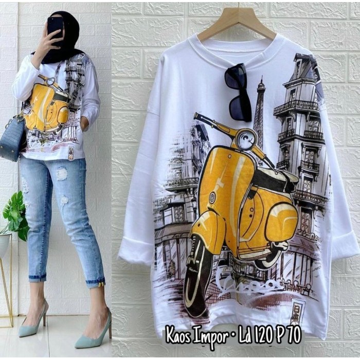 Kaos Jumbo Oversize wanita/kaos vespa oversize/atasan jumbo wanita