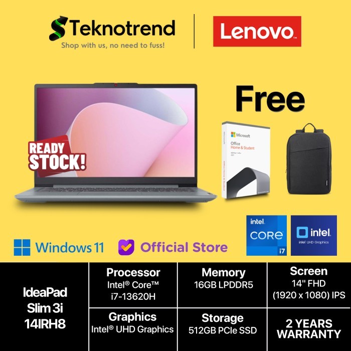 Lenovo Ideapad Slim 3I Core I7-13620H 512Gb Intel Uhd 14" Fhd Ips