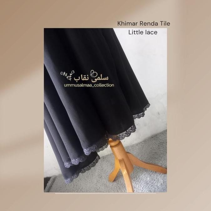 Spesial Khimar Renda Kecil Tile Hitam Jumbo Jetblack