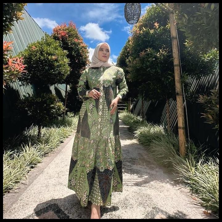 Terlaris Azasya Gallery Midi Dress Batik Joly (Busui) Pb 127 Muslim Katun Kondangan Brokat  Tangan I