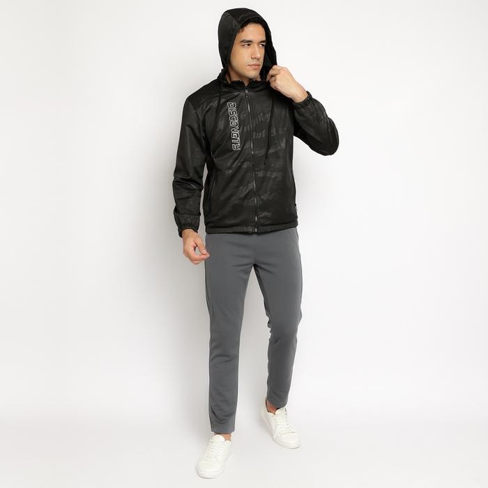 Jaket Sweater Hoodie Loreng Hitam Kamuflase Pria