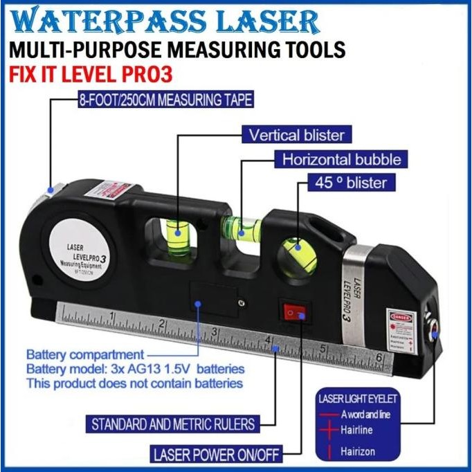 Promo Penggaris Ukur Laser Level Waterpass Meteran Laser - Non Magnet