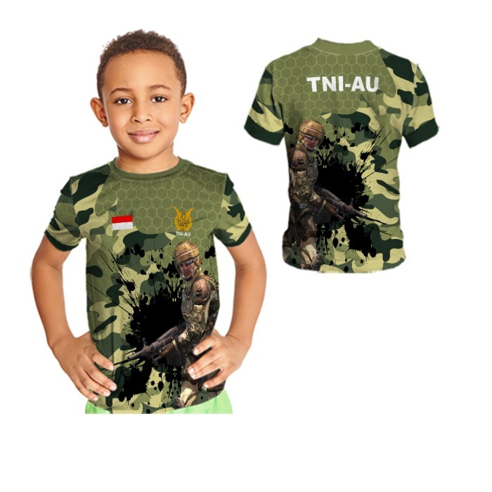 KAOS JERSEY ANAK LAKI-LAKI PRINTING ARMY TNI AU 01 GRATIS NAMA