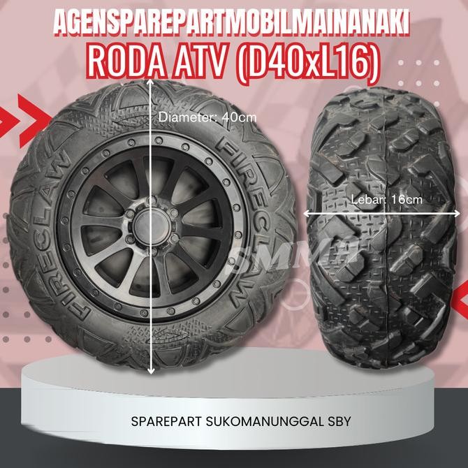 ban roda mobil mainan aki full karet ukuran 40cmx16cm type besar atv asli