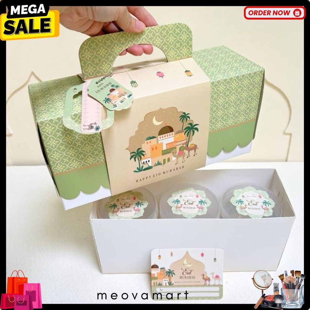 

5 Set Box Tenteng Chana 27.5X9.5X13Cm Box Lebaran Idul Fitri 3 Toples 500/600/800Ml Mr1 Terlaris! Produk Ini Banyak Dicari