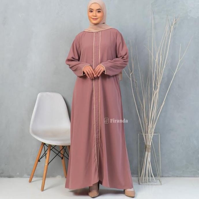 Firanda Abaya Turkey / Abaya Dress Turki Wanita / Gamis Abaya Basic Medina Busui Cantik Gold Kain Wo