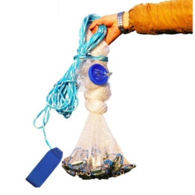 jala lempar nelayan jaring ikan bahan senar putih dan warna warni termurah