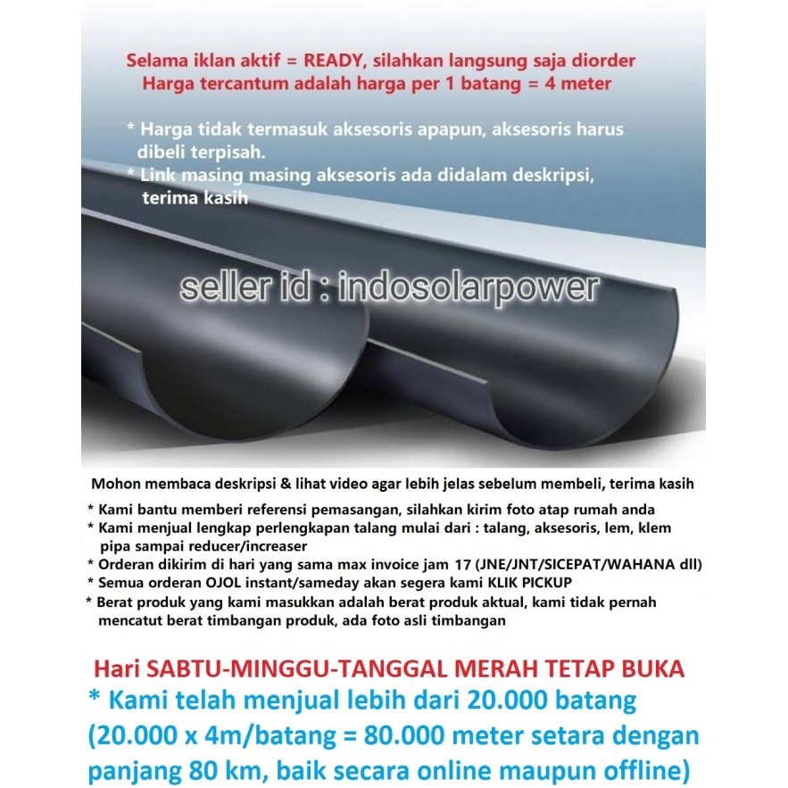 READY STOK Talang Air PVC HR 8 Inch 20 Cm Maspion Setengah Lingkaran lingkar HR-8