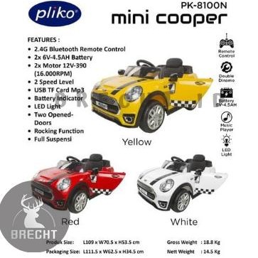 Promo Mainan Mobil Aki Anak Mini Cooper Pliko PK8100N COD