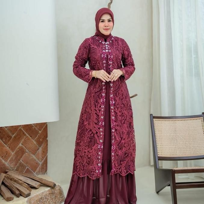 GAMIS ROMPI PAYET MUTIARA TARBARU FREE HIJAB - GAMIS ROMPI BAHAN CERUTY ROMPI PAYET- GAMIS WANITA TE
