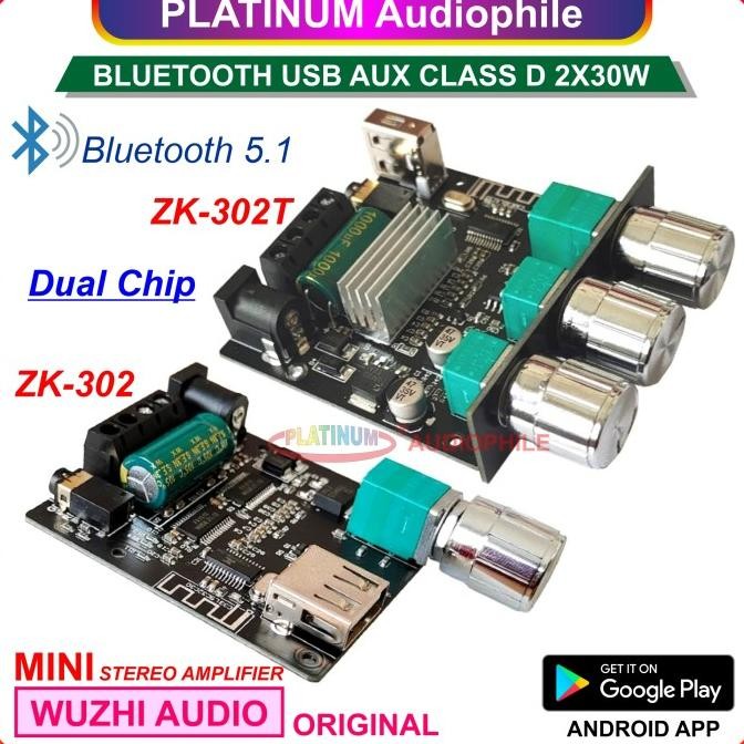 Bluetooth 5.1 Stereo Class D Amplifier 2X 30W Zk-302T