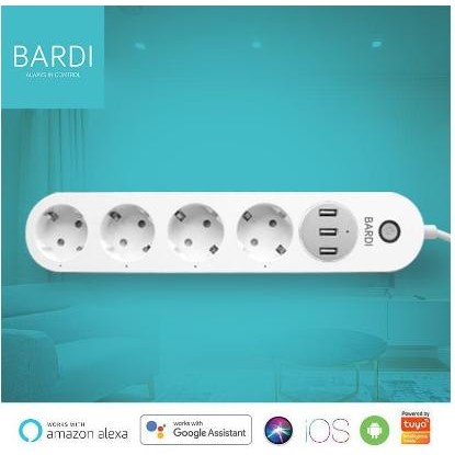BARDI SMART EXTENTION POWER STRIP - Strip Listrik Pintar 4 Outlet dengan USB dan Kabel 2,1m