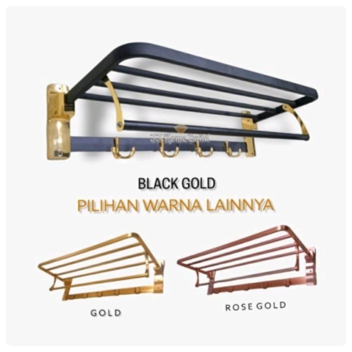 Gantungan handuk black gold / Rak handuk Gold