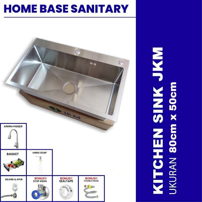 Kitchen Sink Stainlesss 8050 1 Lubang - Bak Cuci Piring Besar