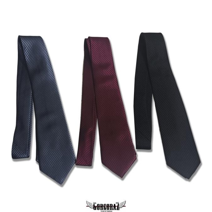 Promo Dasi Hitam Formal Berkualitas Bahan Polyester Satin Salur Best