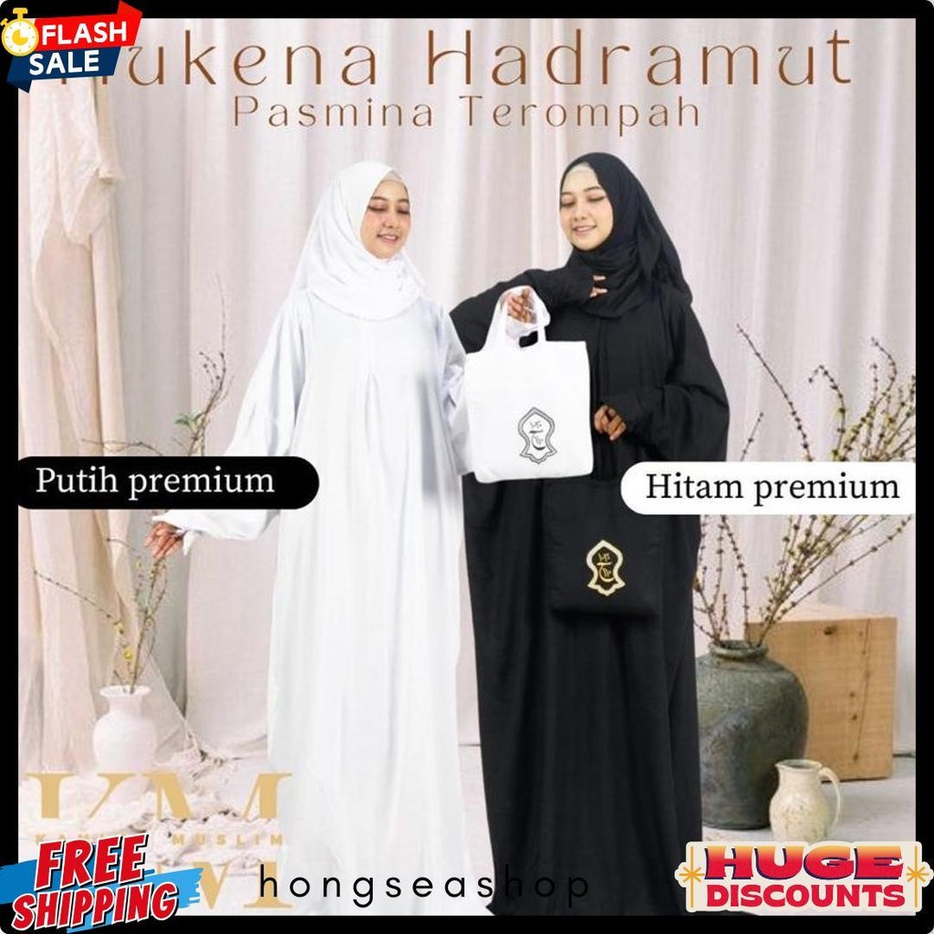 Mukena Terusan Pashmina Bordir Terompah Pasmina Jumbo Hadramaut Rayon Mukenah Dewasa Warna Polos Dis