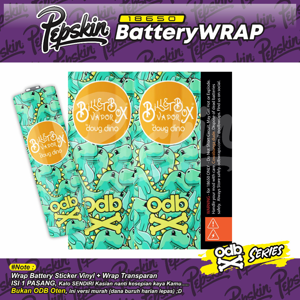 

Premium Cut - Stiker Wrap Batrei 18650 Odebe V10 01 Garskin Stiker / Case Custom Terlaris 2PCS/ Fullbody