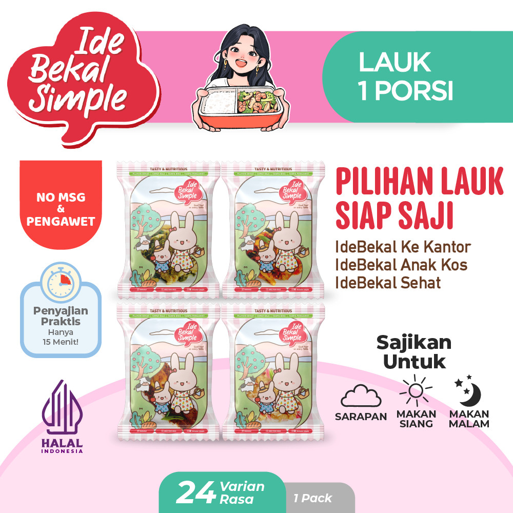 

Idebekal Lauk Bekal Siap Saji / Bekal Satu Lauk / Bekal Satu Porsi / Bekal ke Kantor / Bekal Anak Kos/ Bekal Sehat / Ready To Heat Meal / Siap Untuk Dipanaskan / Frozen Food / Makanan Siap Saji / Alami Tanpa Pengawet - No MSG