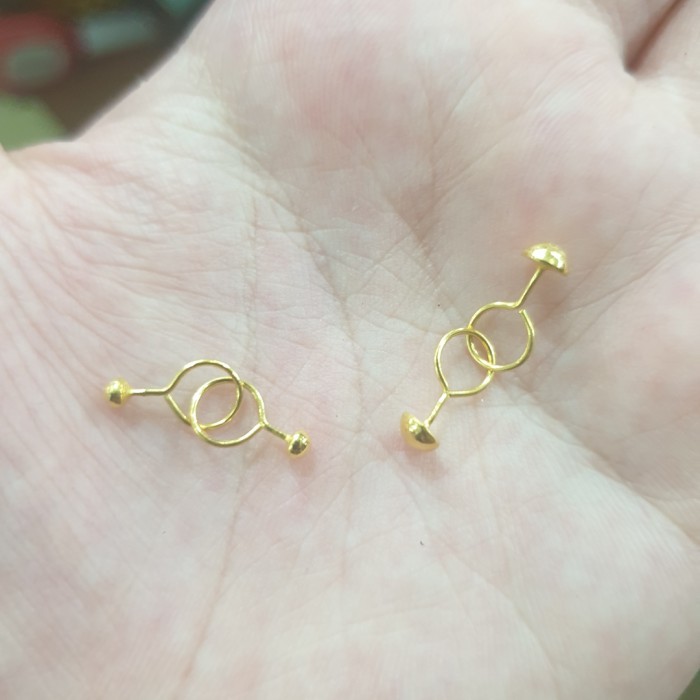 Anting pentol toge bayi anak emas asli 950 24k 24 karat 0,5gram