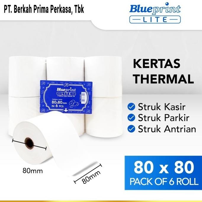 

KERTAS THERMAL BLUEPRINT LITE 80x80 mm, 80 x 80 mm - 1 Pack 6 Roll L82BJ