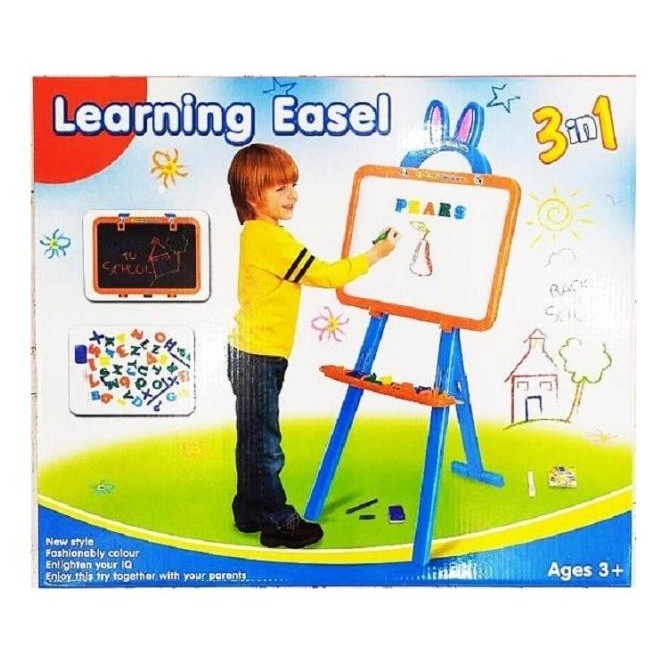 

Mainan Anak Papan Tulis Learning Easel 3 In 1 Papan Tulis Magnet Black