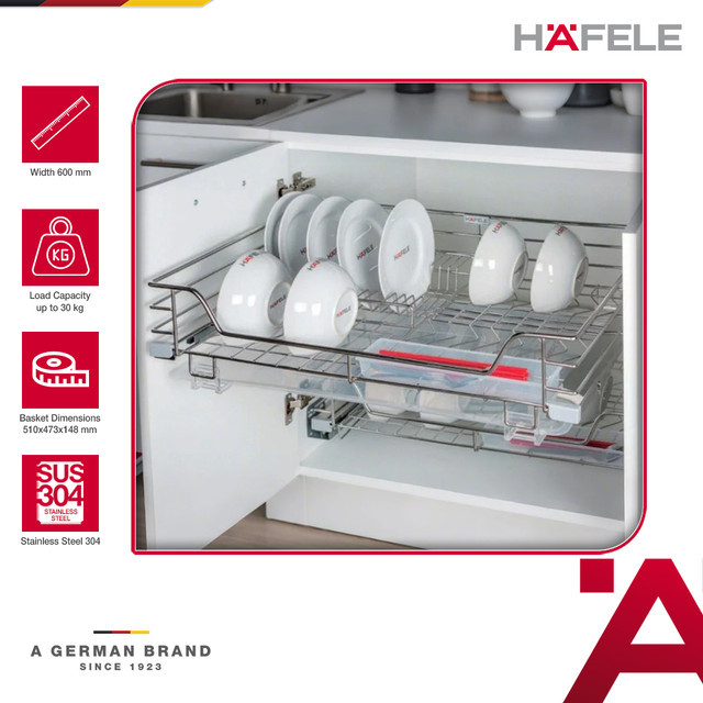 Hafele Verona Pull-Out Dish Basket - Rak Dapur - 600 mm