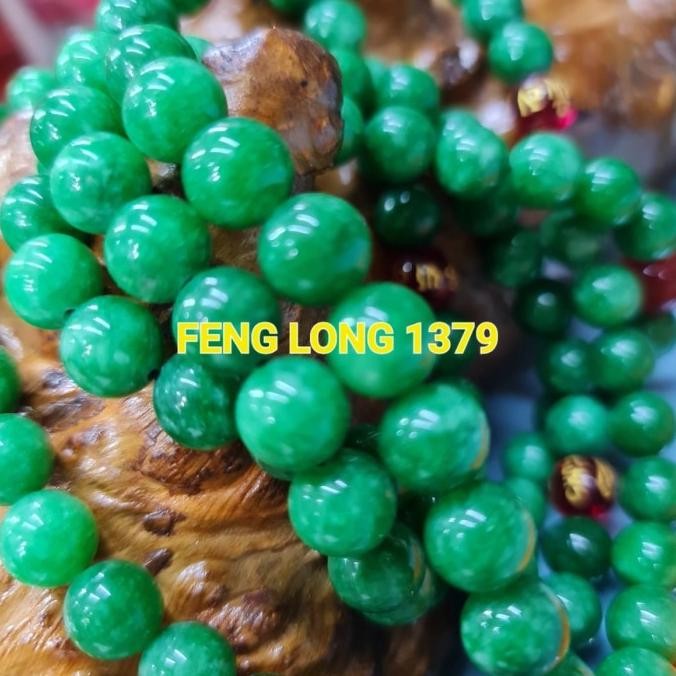 Kalung Japamala | Biji Mala | Tasbih Batu Giok Hijau Butiran Kecil Terlaris