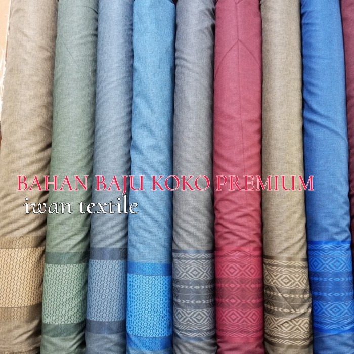 PROMO KAIN BAHAN KOKO KEMEJA GAMIS KATUN LINEN INDIA MOTIF PINGGIR
