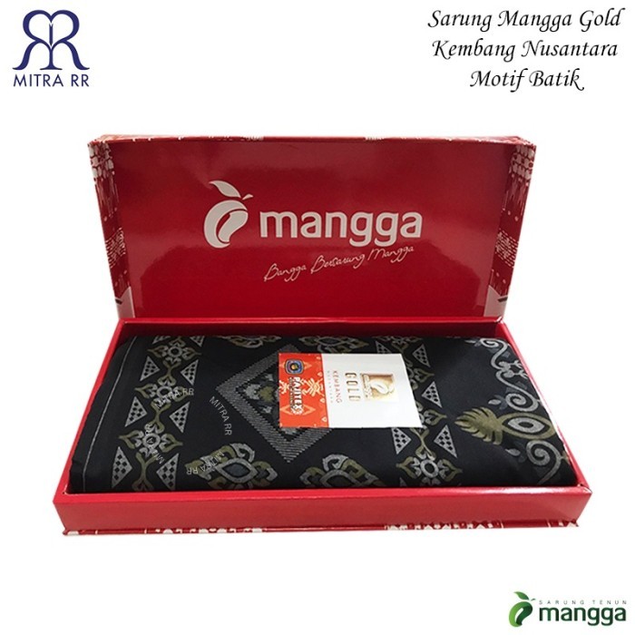 Sarung Mangga Gold Kembang Nusantara Motif Batik Sarung Tenun Dewasa Asli 100%
