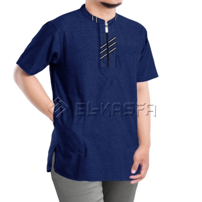 BAJU KOKO PRIA/BAJU MUSLIM PRIA LENGAN PENDEK/BAHAN KATUN/MERK ELKASFA