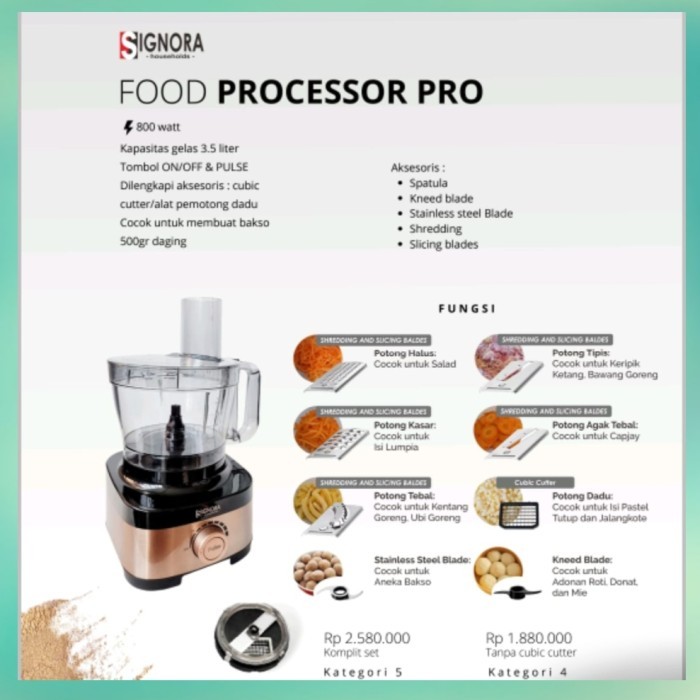 Food Processor Signora cubic cutter Signora Food Pro