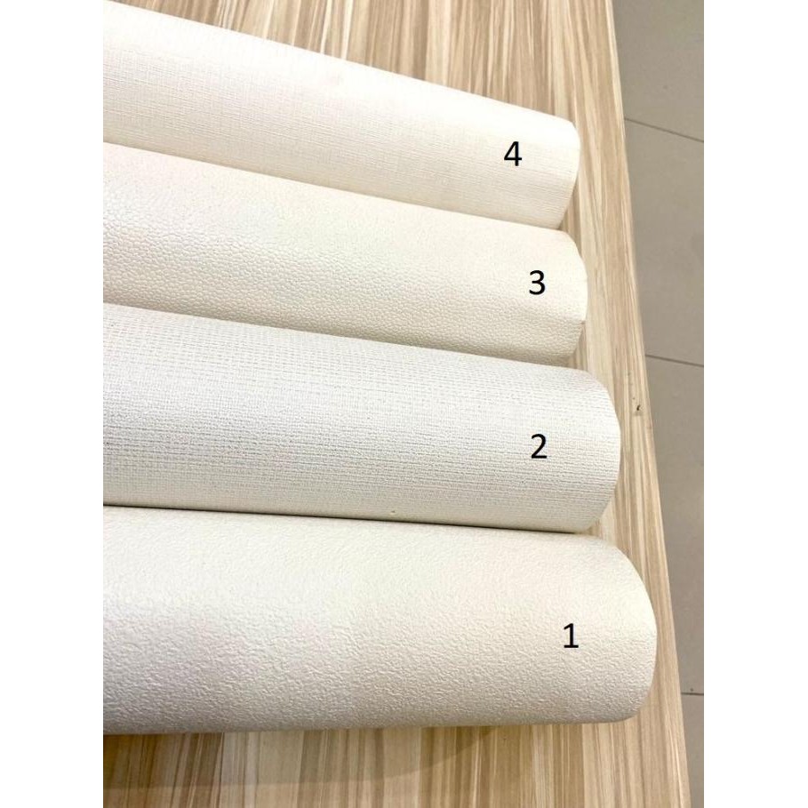 Wallpaper Dinding Roll Besar 1 m x 15 m Putih Polos Tekstur Minimalis