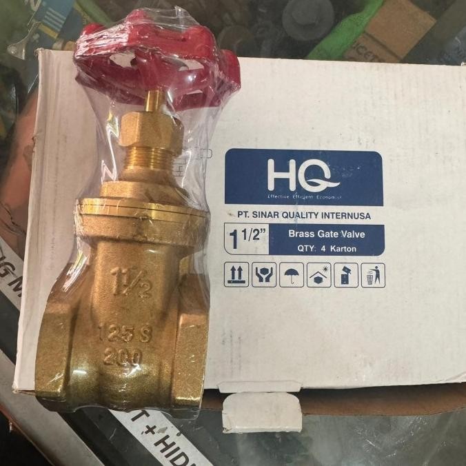monggo] GATE VALVE 1 1/2" INCH HQ KUNINGAN STOP KRAN 1,5" HQ GATE VALVE BRASS