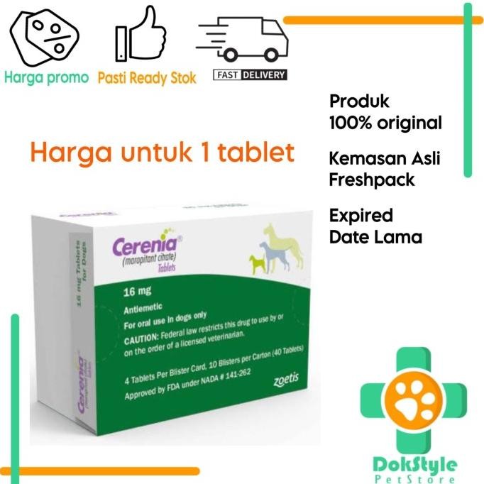 Cerenia Tablet 16mg anti muntah anjing kucing per tablet