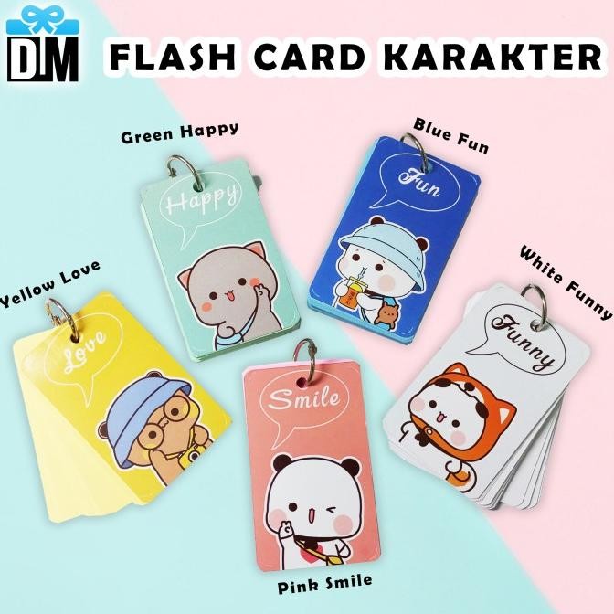 

Ready stock] Flash Card Ring Karakter Bear Cute Notes Ring Memo Ring Kosong Kartu B