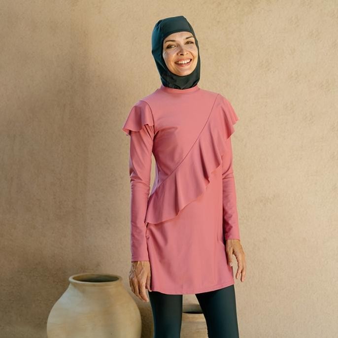 Lee Vierra Aleea Modest Ruffle Burqini Set Women, Baju Renang Wanita Muslim