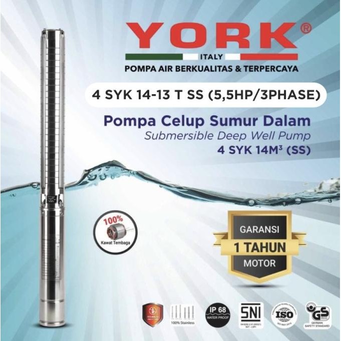 monggo] YORK 4SYK 14-13 T SS 5,5 hp + c.box submersible 3 phase 4 syk 4 kw