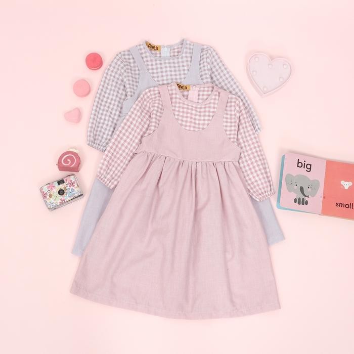 PAKAIAN MUSLIM ANAK PEREMPUAN KAUREEN BAJU DRESS KATUN KOTAK