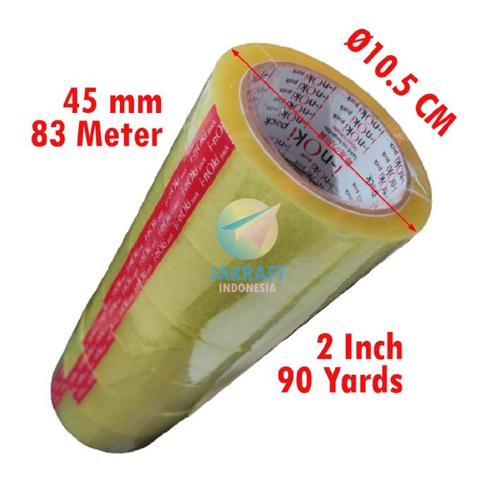 

(6 Roll) GROSIR Lakban OPP INOKI Bening Clear Adhesive Tape 2" Inch 45 mm x 90 Yards I-nOki Pack