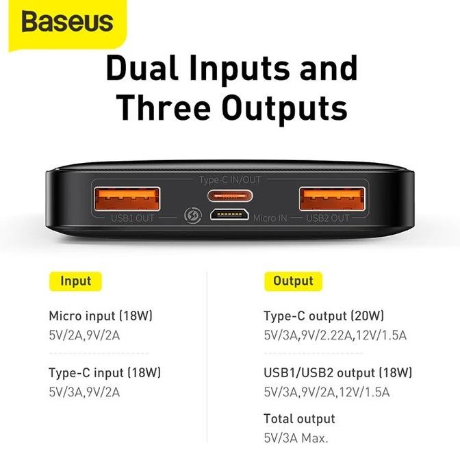 BASEUS BIPOW POWERBANK FAST CHARGING 10000MAH 20W - PPBD05