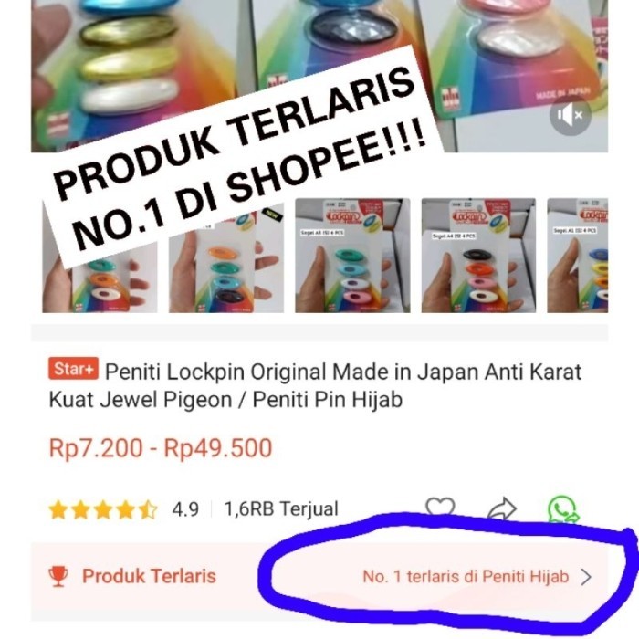 PENITI LOCKPIN ORIGINAL MADE IN JAPAN ANTI KARAT KUAT JEWEL PIGEON / PENITI PIN HIJAB
