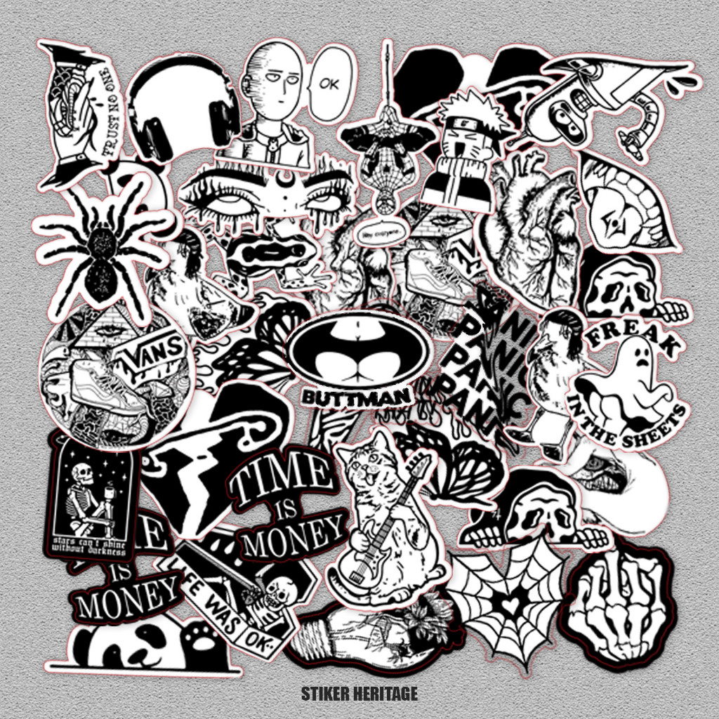 

Terlaris Stiker Aesthetic Black White Tumbler Laptop Estetik Pack 100 Pcs Setiker Garskin Custom Case Laminasi Tebal COD