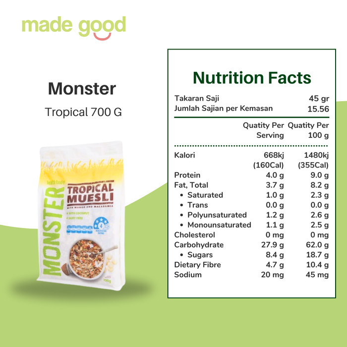

Monster Muesli 700Gr - Sereal Breakfast Australia Tropical Sport Fibre