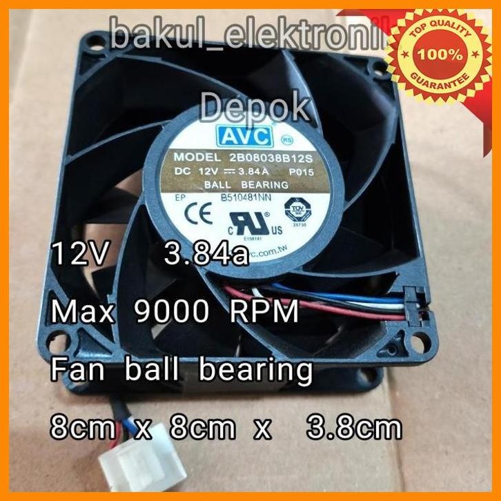 [bak] fan avc 8cm 3.84a 12v ball bearing