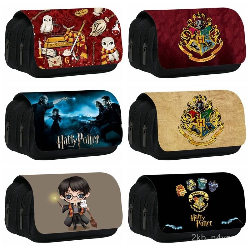 

【840People Collection】Harry Potter Harry Potte rs Double Layer Pencil Case Cartoon Anime Movie Printing Student Pencil Stationery Box TK0Y