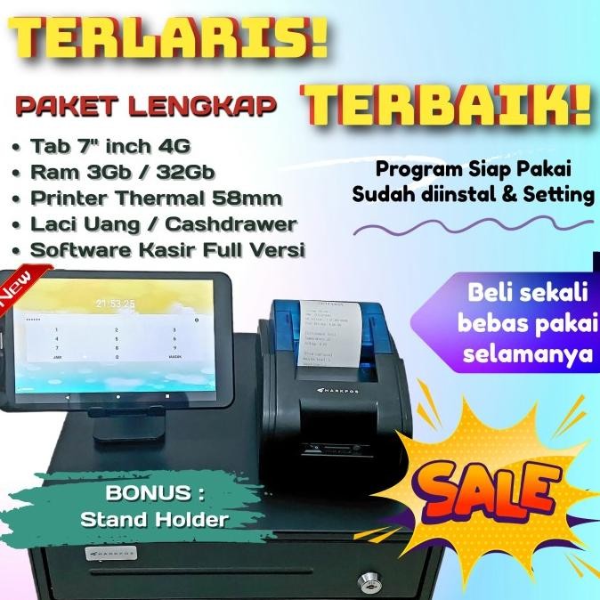Paket mesin kasir android toko kelontong cafe restoran kosmetik salon