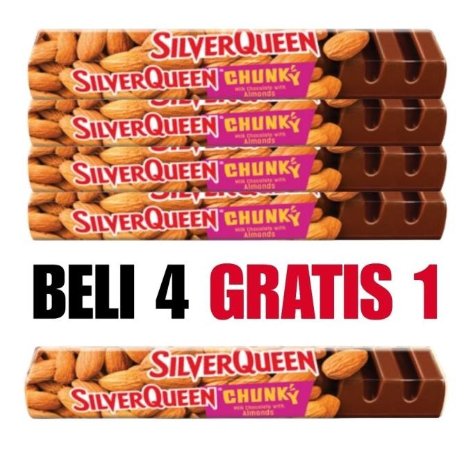 

SilverQueen Beli 4 Gratis 1 Chunky Bar Chocolate Almond 30 g Berkualitas