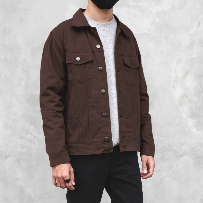 Terbaru Arthur Suede Trucker Jacket Coffee Brown Promo