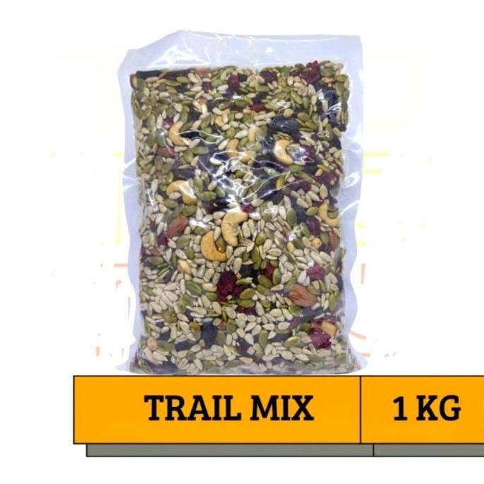 

PREMIUM TRAIL MIX 1 KG (ALMOND, CHASEW,PUMPKINDSEED, SUNFLOWR, RAISiN, Berkualitas