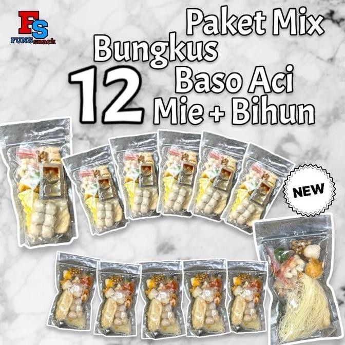 

PAKET MIX 12 BUNGKUS BASO ACI MIE + BIHUN || MIX BASO ACI FUNSSNACK FOOD MAKANAN INSTAN KUAH PEDAS KALDU BAWANG AYAM ORIGINAL